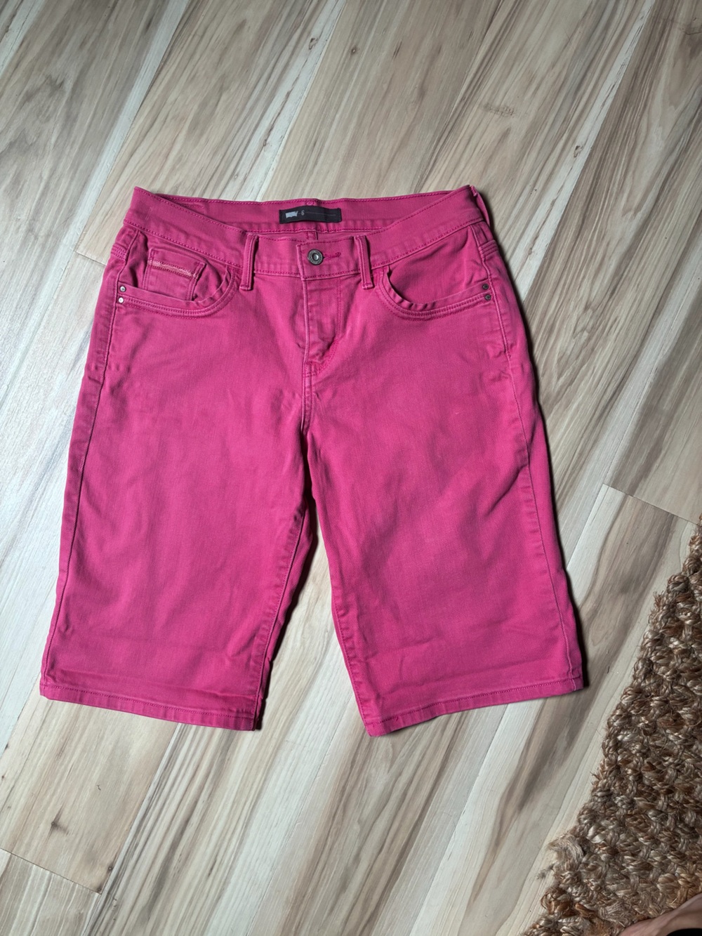 Levi's Women's Pink Cropped Denim Shorts